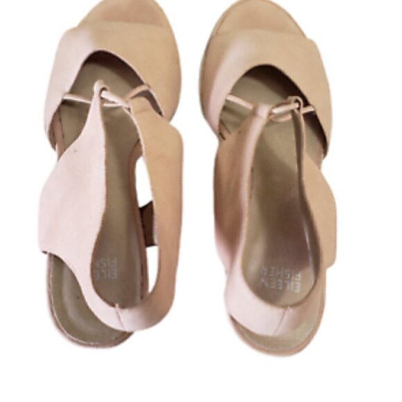 Eileen Fisher Doe Sandal In Blush Tumbled Nubuck Leather - Picture 9 of 16